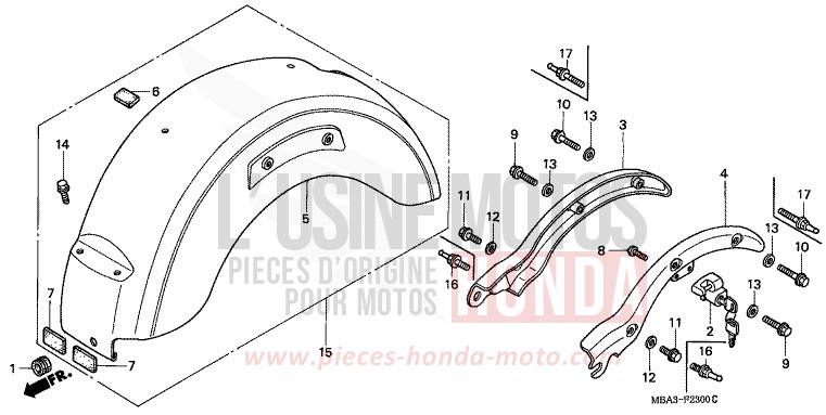 GARDE-BOUE ARRIERE de Shadow Aero LIGHT CUPPER METALLIC-S (YR118K) de 1999